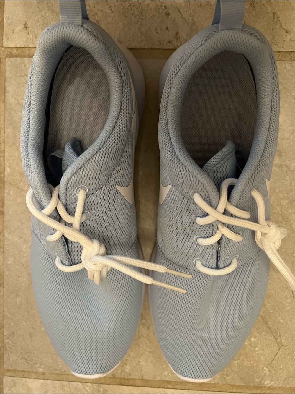 Women Roshe One Light Blue Athletic Sneakers with White Accents